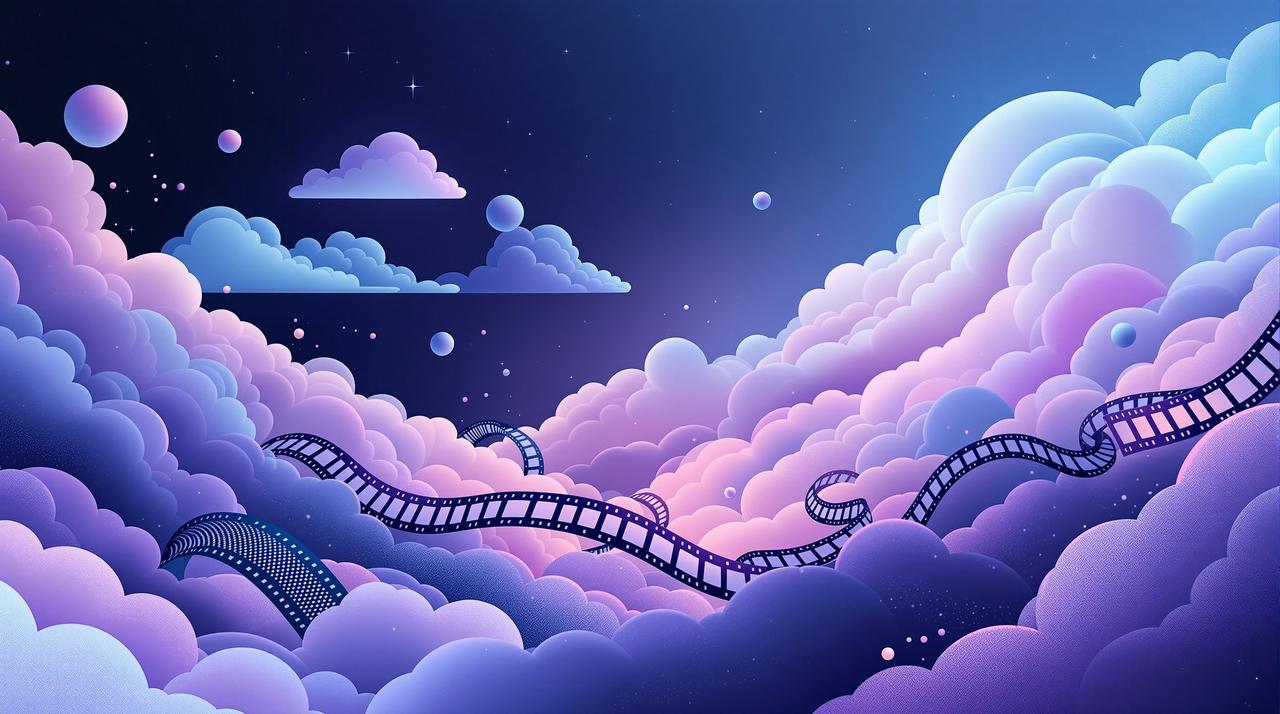 神马视频 - 云端影院概念插画